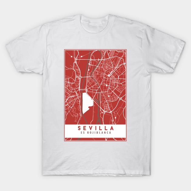 Sevilla es rojiblanca - Seville - Street Map T-Shirt by guayguay